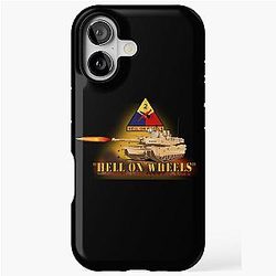 Army 2nd Armored Division M1A1 Tank Hell on Wheels with Fire X 300 iPhone Tough Case