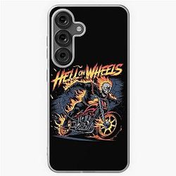 Hell on Wheels Flaming Skull Biker Art Soft Case for Samsung Galaxy