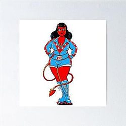 Hell on Wheels Curvy Roller Derby Rockabilly Pinup Poster