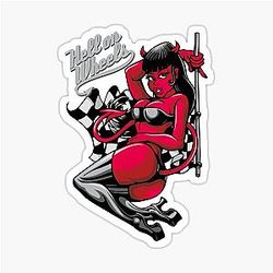 Devil Pin-up Girl Hell on Wheels Sticker