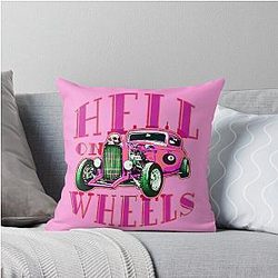 Hell on Wheels Hot Pink Throw Pillow
