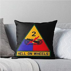 US Army - The 2nd Armored Division Hell on Wheels Throw Pillow
