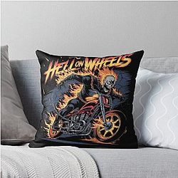 Hell on Wheels Biker Art Throw Pillow