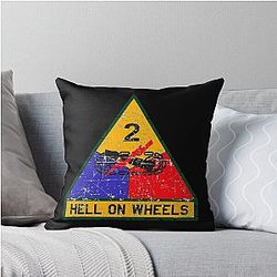 US Army - 2nd Armored Division Hell on Wheels Throw Pillow