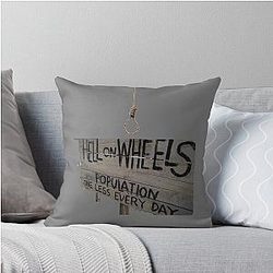 Hell on Wheels sign throw pillow
