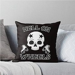 Hell on Wheels Roller Derby Girl Design Throw Pillow