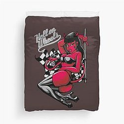 Devil Pin-Up Girl Hell on Wheels Duvet Cover