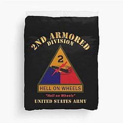 Army SSI 2nd Armored Division Hell on Wheels US Army Duvet Cover
