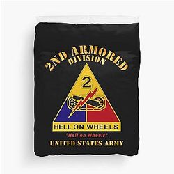 Army DUI 2nd Armored Division Hell on Wheels US Army X 300 Duvet Cover