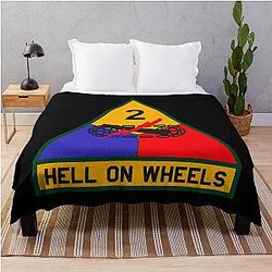 US Army The 2nd Armored Division Hell on Wheels Throw Blanket