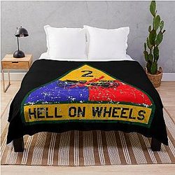 US Army, The 2nd Armored Division, Hell on Wheels, Throw Blanket