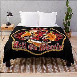 Rescue Me Ladder 62 Hell on Wheels Logo Throw Blanket