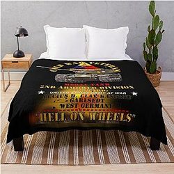 Army Cold War Vet 2nd Armored Division Germany M60A1 Tank Hell on Wheels with Fire X 300 Throw Blanket