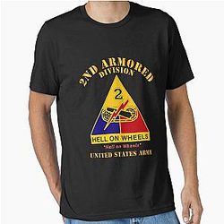 Army - DUI - 2nd Armored Division - Hell on Wheels US Army T-Shirt