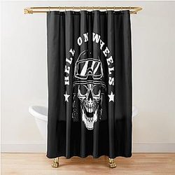Hell on Wheels - Masculine White Shower Curtain