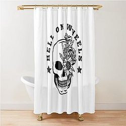 Hell on Wheels - Black Text Shower Curtain