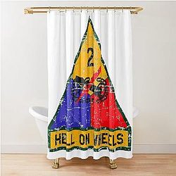 US Army - The 2nd Armored Division Hell on Wheels Grunge Style Shower Curtain