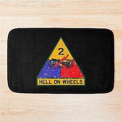 US Army The 2nd Armored Division Hell on Wheels Bath Mat