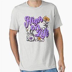 High on Life Cocaine Floral Typography 70's Essential T-Shirt