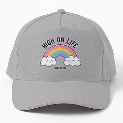 Kawaii Cannabis Rainbow High on Life Baseball Cap
