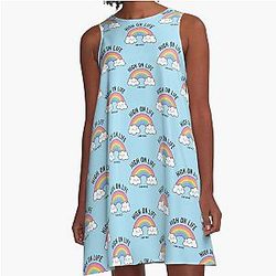 Kawaii Cannabis Rainbow High on Life and A-Line Dress