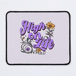 High on Life and Cocaaine Floral Typography Retro 70s Mouse Pad