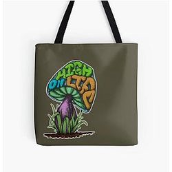 High on Life The Story of a Mushroom Tote Bag