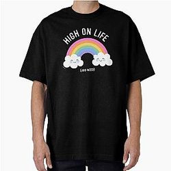 Kawaii Cannabis Rainbow High on Life Weed Oversized T-Shirt