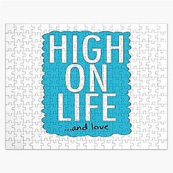 HIGH ON LIFE and LOVE Funny Graphic Gift Jigsaw Puzzle