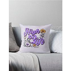 High on Life Floral 70s Throw Pillow