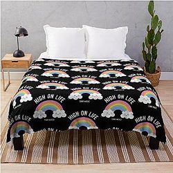Kawaii Cannabis Rainbow High Life Throw Blanket