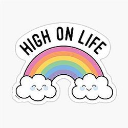Kawaii Cannabis Rainbow High on Life Weed Sticker