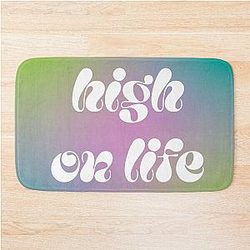 High Life Quote White Text Bath Mat