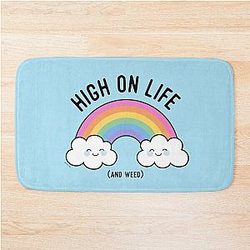 Kawaii Cannabis Rainbow High Life Weed Bath Mat