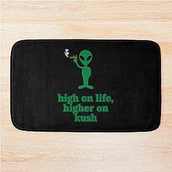 Stoner Alien High On Life Green Graphic Bath Mat
