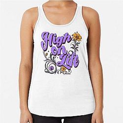 High on Life and Cocaine Floral Retro 70s Racerback Tank Top