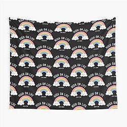 Kawaii Cannabis Rainbow - High on Life Weed Tapestry