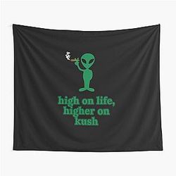 Stoner Alien - High On Life, Green Graphic Tapestry