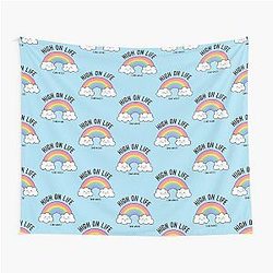 Kawaii Cannabis Rainbow High on Life Tapestry