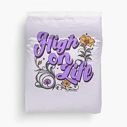 High on Life and Floral Typography Retro Duvet Cover