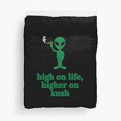Stoner Alien - High On Life - Green Graphic Duvet Cover