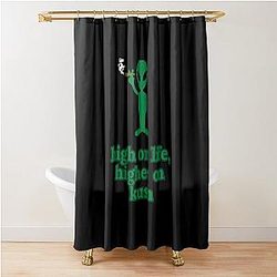 Stoner Alien - High On Life - Green Graphic Shower Curtain
