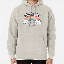 Kawaii Cannabis Rainbow High on Life Weed Pullover Hoodie