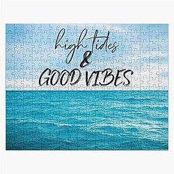 Blue Ocean High Tides and Good Vibes Jigsaw Puzzle