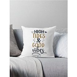 High Tides and Good Vibes Summer T-shirt Throw Pillow