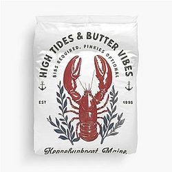 High Tides and Lobster - Funny Seafood Parody Design for Summer Fun Duvet Cover