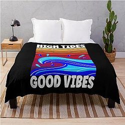 High Tides and Good Vibes Summer Design Throw Blanket