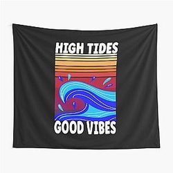 High Tides and Good Vibes Summer Tides Design Tapestry