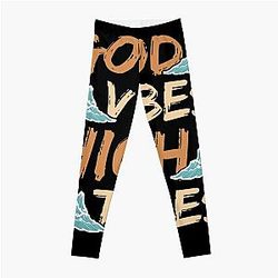 Good Vibes High Tides Summer Vacation Island Surfing Snorkel Beach Sunbathe Swim Leggings