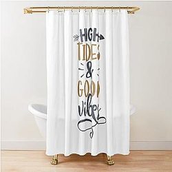 High Tides and Good Vibes Summer T shirt Shower Curtain